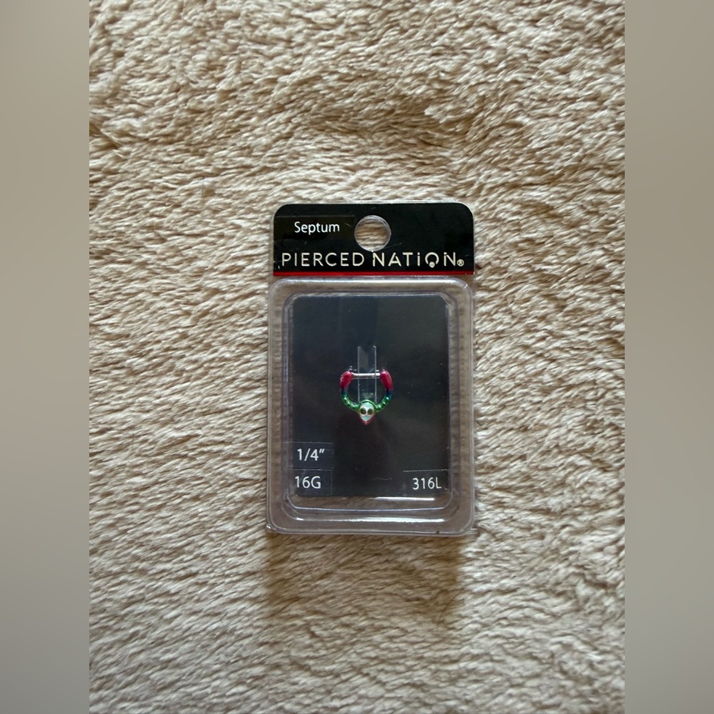 Pierced Nation Pink and Green Alien Septum Ring